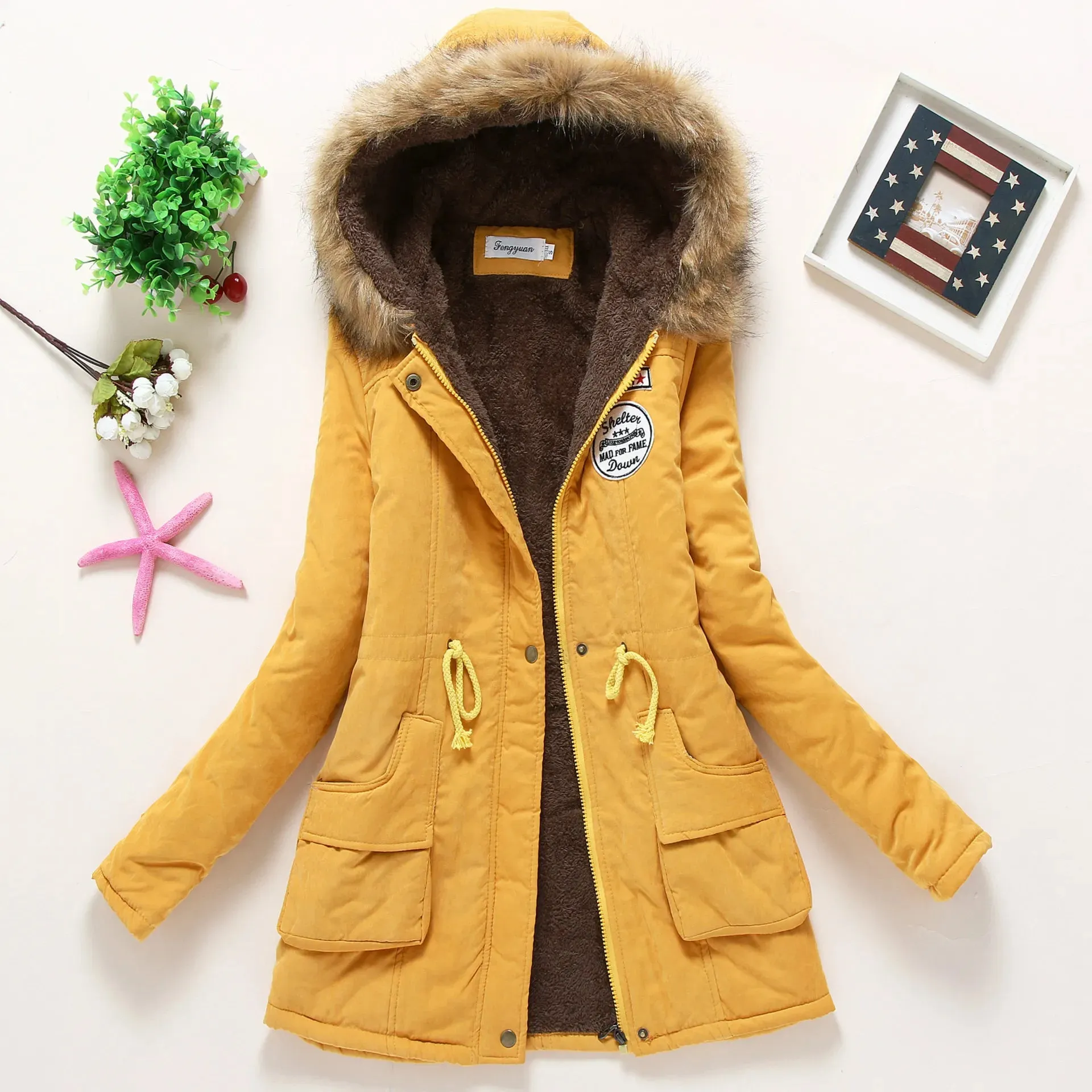 Winter Women Coat 2019 Women's Parka Casual Outwear Military Hooded Fur Coat Down Jackets Winter Coat for Female CC001