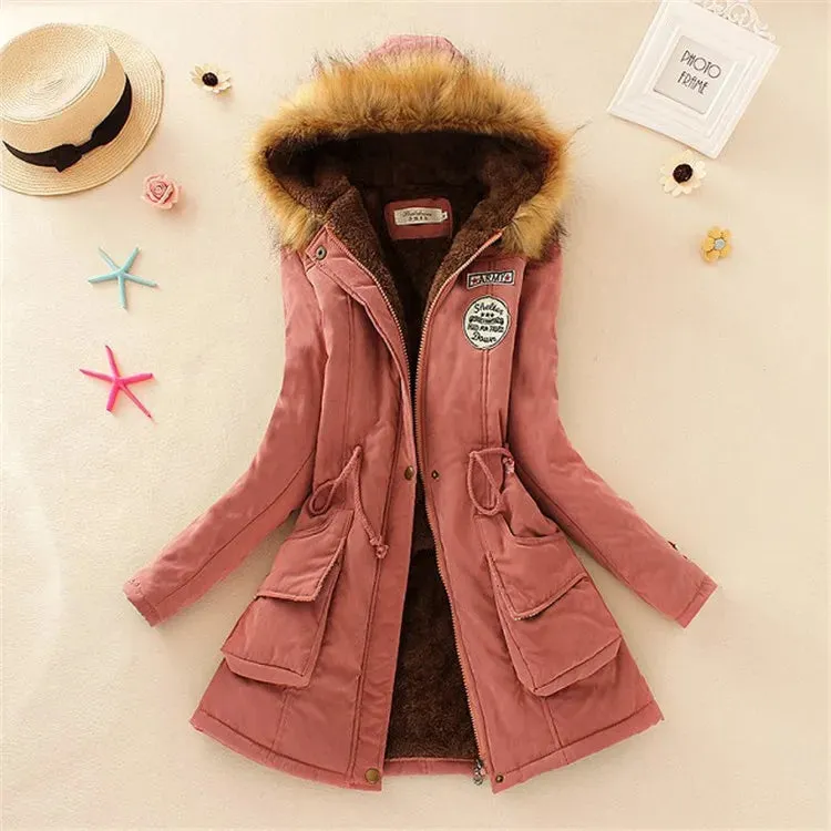 Winter Women Coat 2019 Women's Parka Casual Outwear Military Hooded Fur Coat Down Jackets Winter Coat for Female CC001