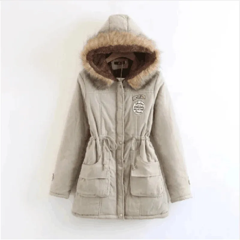 Winter Women Coat 2019 Women's Parka Casual Outwear Military Hooded Fur Coat Down Jackets Winter Coat for Female CC001