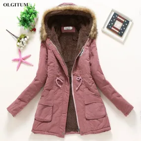 Winter Women Coat 2019 Women's Parka Casual Outwear Military Hooded Fur Coat Down Jackets Winter Coat for Female CC001