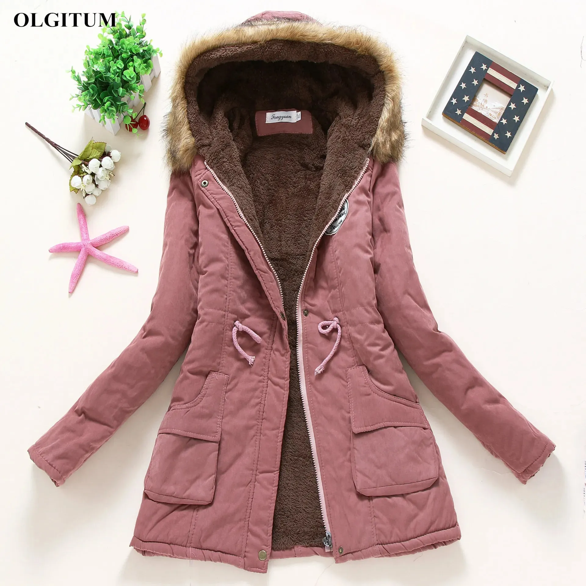 Winter Women Coat 2019 Women's Parka Casual Outwear Military Hooded Fur Coat Down Jackets Winter Coat for Female CC001