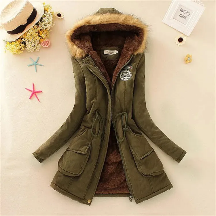 Winter Women Coat 2019 Women's Parka Casual Outwear Military Hooded Fur Coat Down Jackets Winter Coat for Female CC001