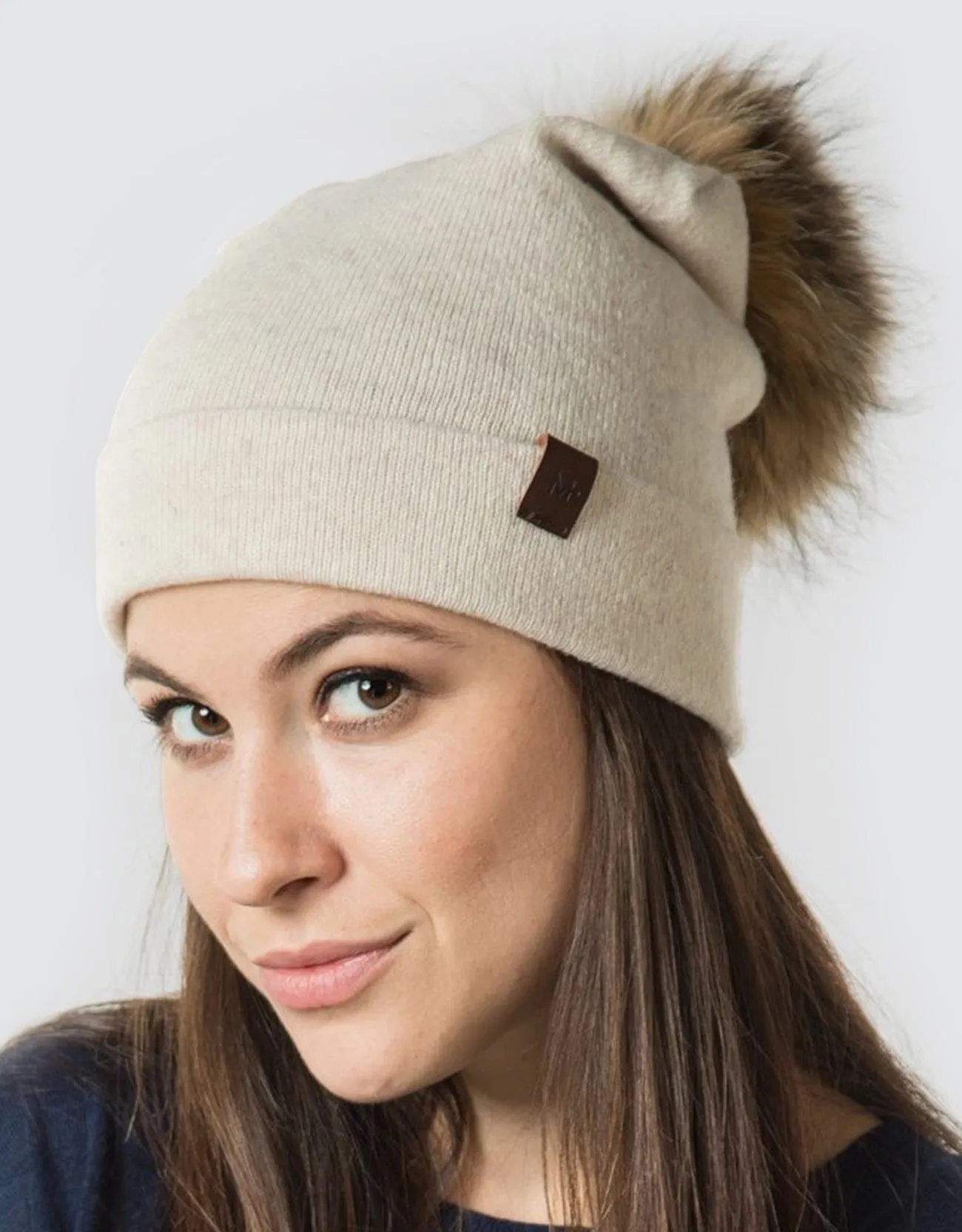 Women's  Beanie Hat with  Pompom