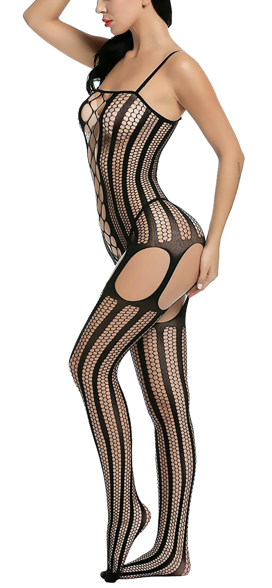 Xs and Os Women Fishnet Full Body Stocking Lingerie