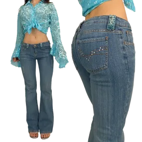 Y2K Embellished Low Rise Jeans (S)