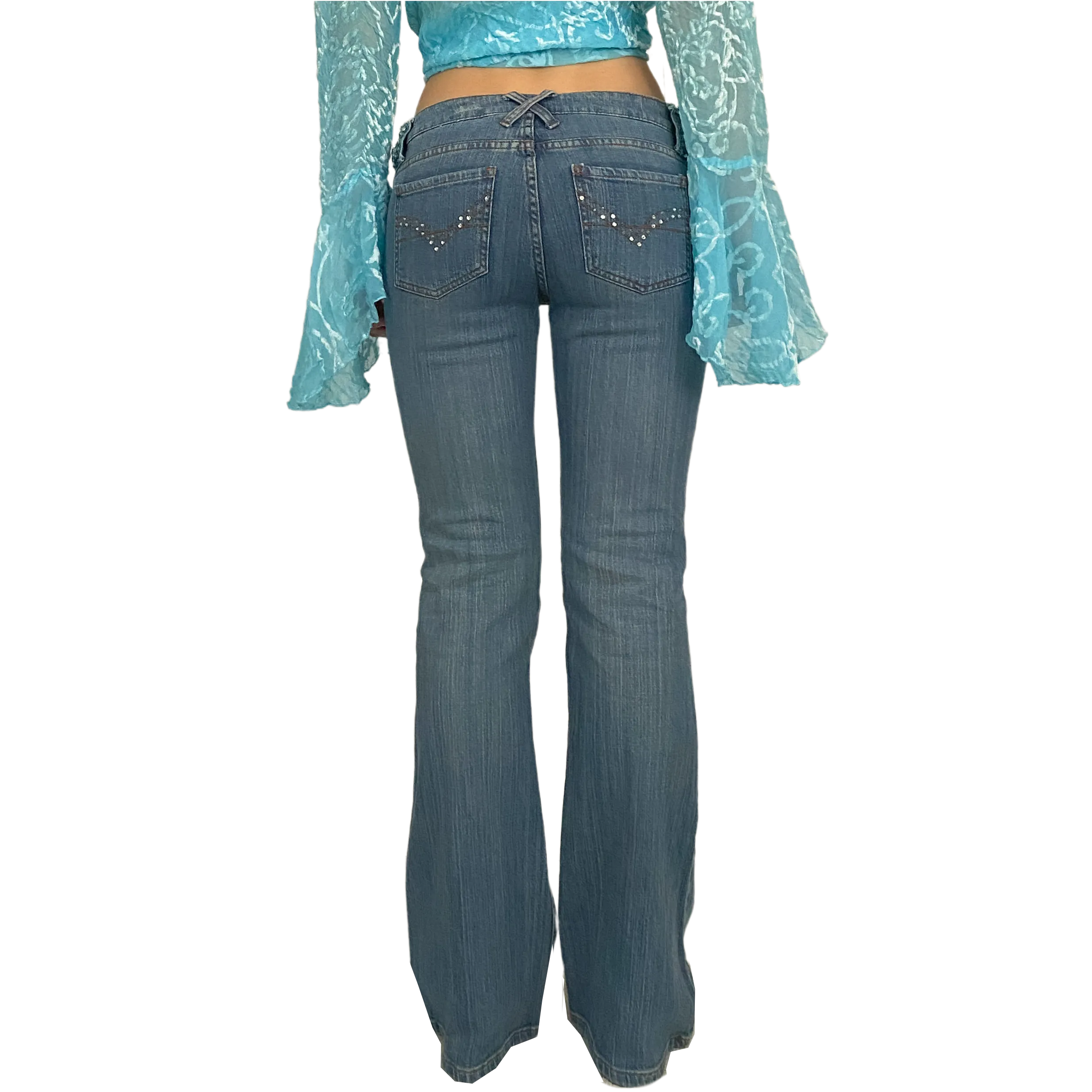 Y2K Embellished Low Rise Jeans (S)