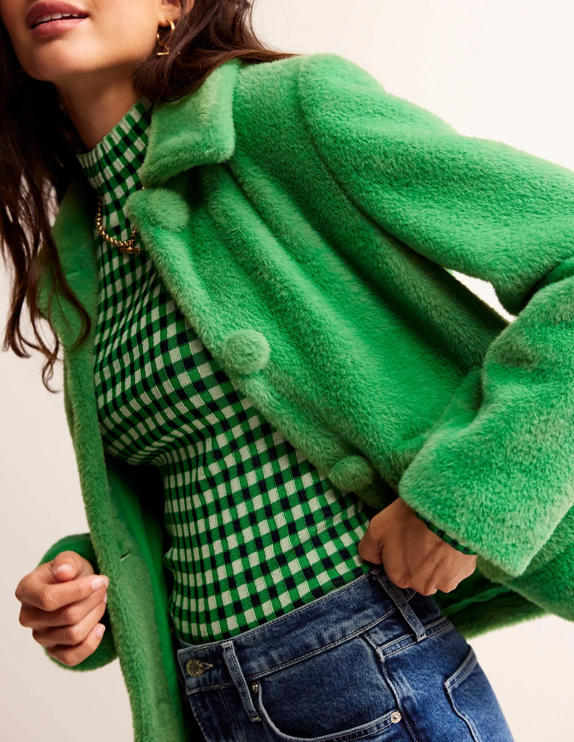 York Faux-Fur Coat-Veridian Green