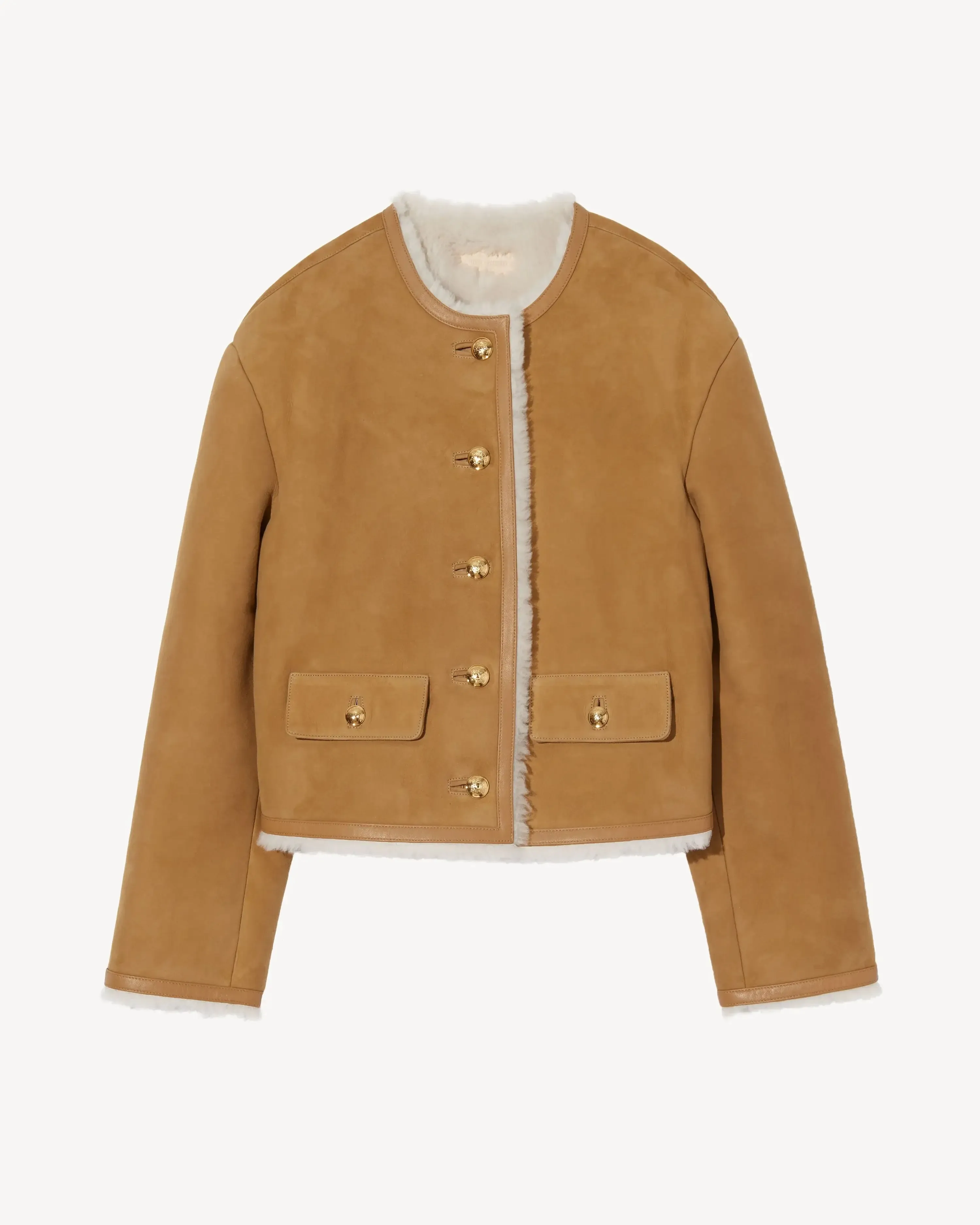 Zanie Short Shearling Coat in Tan/Natural