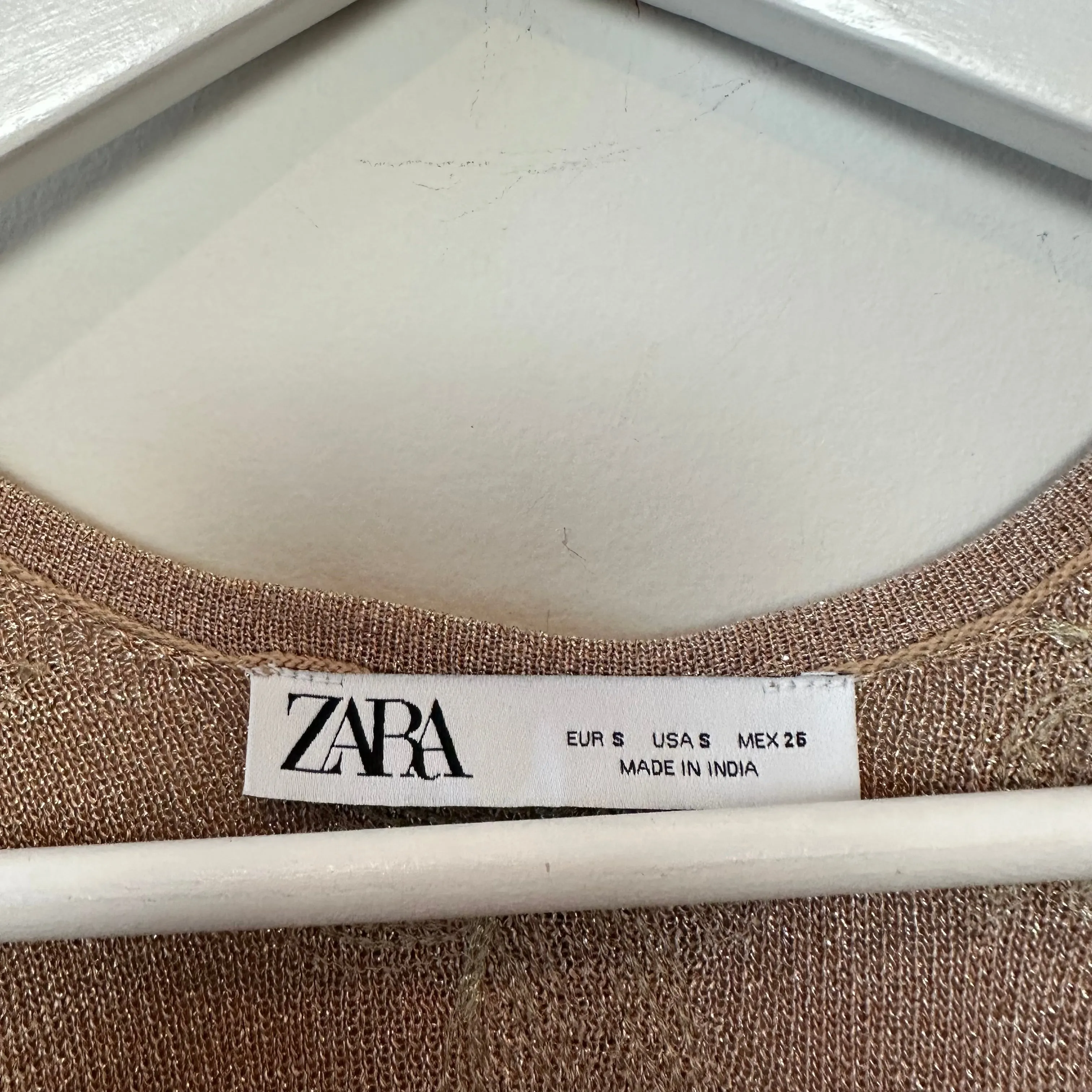Zara Limited Edition Knit Mini Dress Gold Sequin Long Sleeve Knit Small