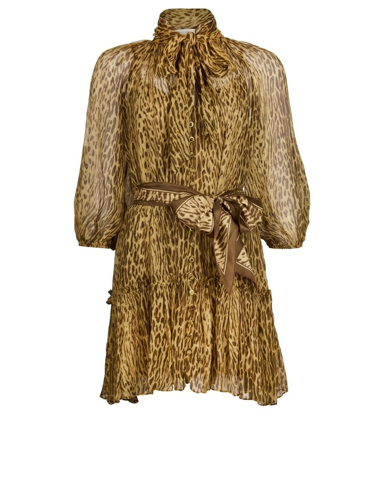 ZIMMERMANN Espionage Animal Print Neck Tie Mini Dress Size 0 XS ladies
