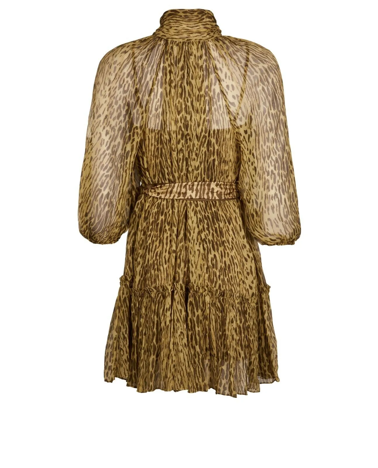 ZIMMERMANN Espionage Animal Print Neck Tie Mini Dress Size 0 XS ladies