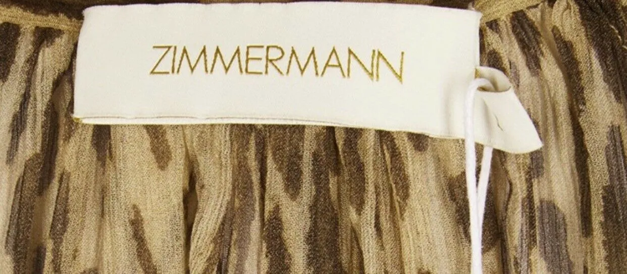 ZIMMERMANN Espionage Animal Print Neck Tie Mini Dress Size 0 XS ladies