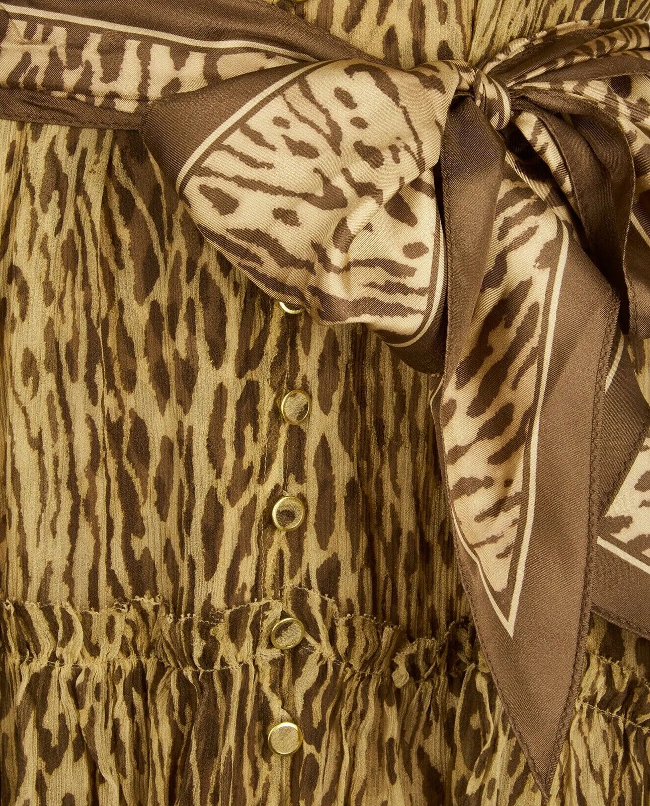 ZIMMERMANN Espionage Animal Print Neck Tie Mini Dress Size 0 XS ladies